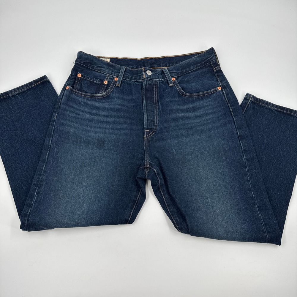 Levi's Premium 501 Original Fit Mens W32 L26 Dark Wash Button Fly Jeans Big E